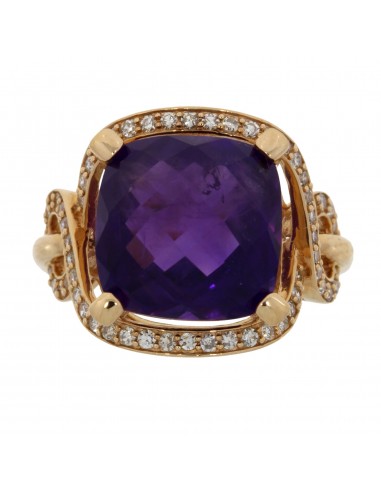 Genuine 8.40ct Amethyst Diamond Ring 14KT Rose Gold 2023