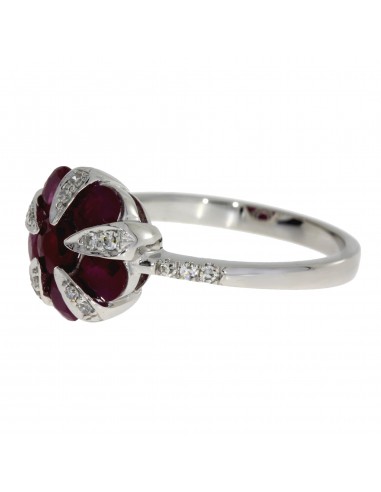 Natural .86ct Ruby Diamond Ring 14KT White Gold brillant des détails fins