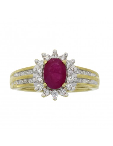 Natural 1.25ct Ruby Diamond Ring 10KT Yellow Gold Livraison rapide