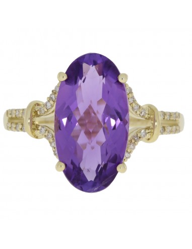 Natural 3.10ct Amethyst Diamond Ring 14KT Yellow Gold livraison et retour toujours gratuits