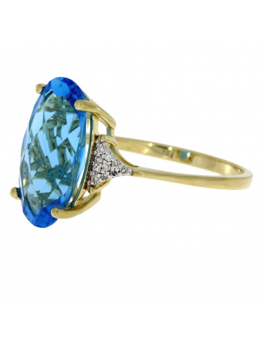 Natural 3.56ct Blue Topaz Diamond Ring 14KT Yellow Gold le des métaux précieux