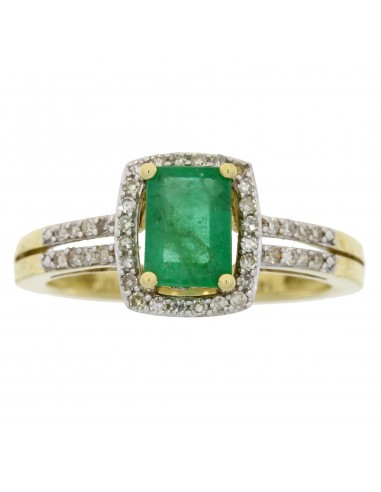 Natural 1.10ct Emerald Diamond Ring 14KT Yellow Gold Voir les baskets