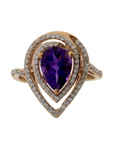 Natural 1.58ct Amethyst Diamond Ring 10KT Rose Gold Les magasins à Paris