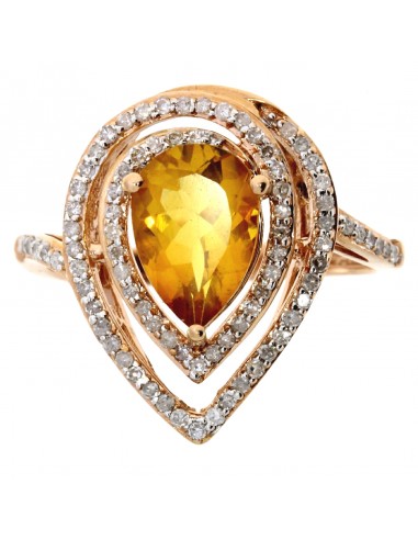 Genuine 2.03ct Citrine Diamond Ring 10KT Rose Gold Economisez 