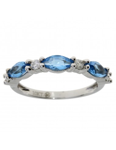 Natural .95ct Blue Topaz Diamond Ring 10KT White Gold la colonne vertébrale