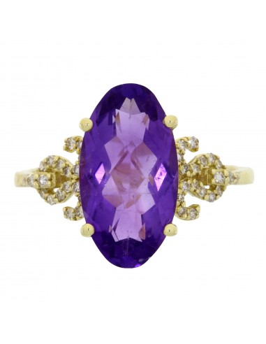 Natural 4.67ct Amethyst Diamond Ring 10KT Yellow Gold à prix réduit toute l'année