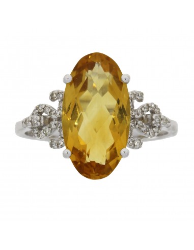 Genuine 4.67ct Citrine Diamond Ring 10KT White Gold outlet