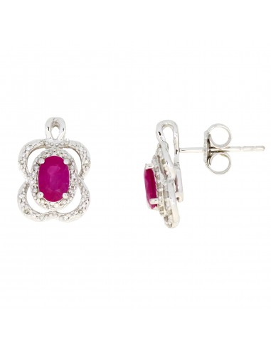 Genuine 1.37ct Ruby Diamond Earrings 14KT White Gold Economisez 