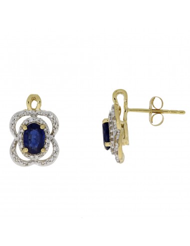 1.37ct Sapphire Diamond Earrings 14KT Yellow Gold sur le site 