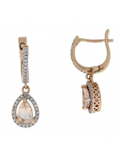 .89ct Morganite Diamond Dangle Earrings 14KT Rose Gold des créatures d'habitude