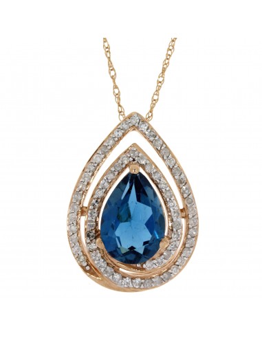 2.03ct Blue Topaz Diamond Pendant 10KT Rose Gold le concept de la Pate a emporter 