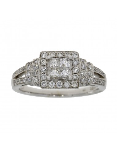 Genuine .87ct Diamond Eng Only 14KT White Gold Voir les baskets