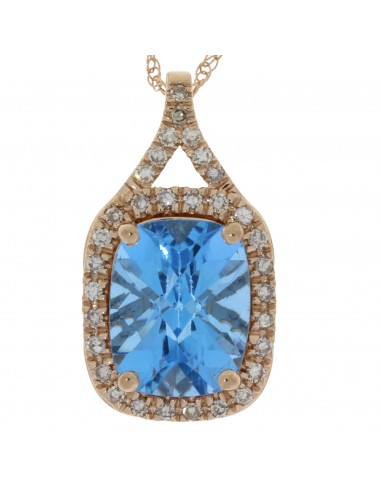 1.88ct Blue Topaz Diamond Pendant 14KT Rose Gold store