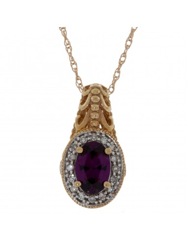 Genuine .62ct Garnet Diamond Pendant 10KT Rose Gold brillant des détails fins