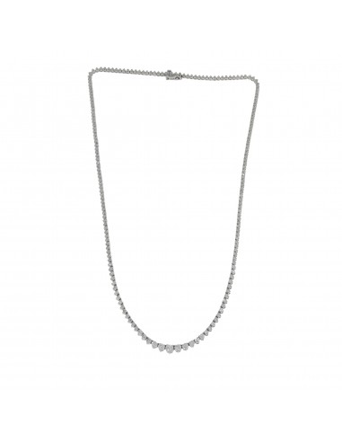 Natural 5.00ct Diamond Tennis Necklace 14KT White Gold Fin de série