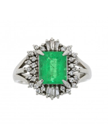 Natural 2.09ct Emerald Diamond Ring .900 Platinum livraison et retour toujours gratuits