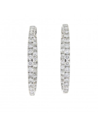 Natural 4.00ct Diamond Hoop Earrings 18KT White Gold Vous souhaitez 