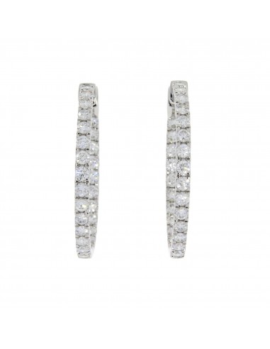 Genuine 3.00ct Diamond Hoop Earrings 18KT White Gold l'achat 