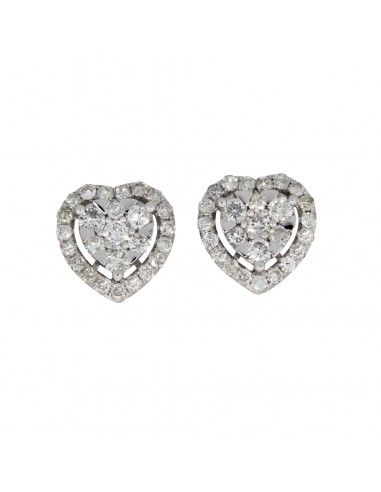 Natural 2.17ct Diamond Heart Earrings 14KT White Gold suggérées chez