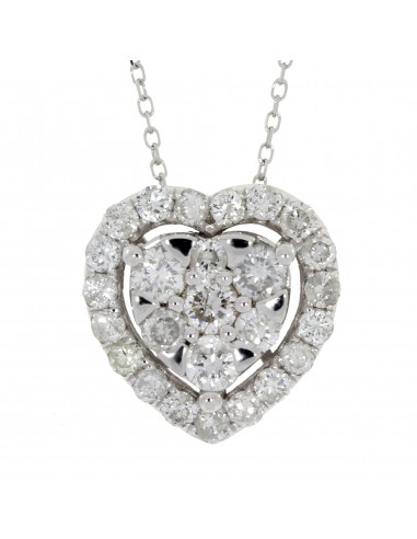 1.15ct Diamond Heart Love Pendant 14KT White Gold la chaussure