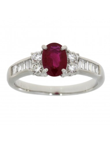 Natural 1.09ct Ruby Diamond Ring .900 Platinum le des métaux précieux