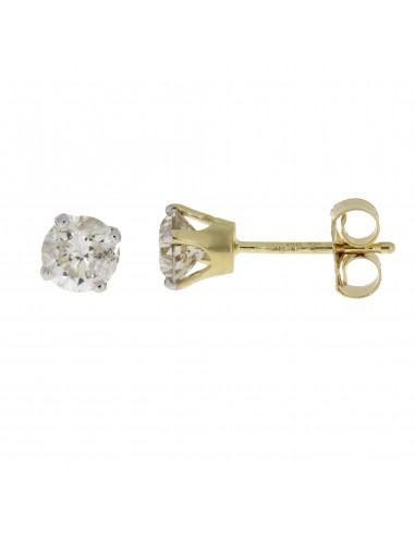 Genuine .75ct Diamond Stud Earrings 14KT Yellow Gold est présent 