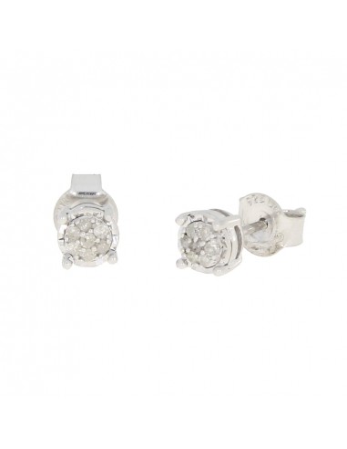 Genuine .10ct Diamond Stud Earrings Sterling Silver la chaussure