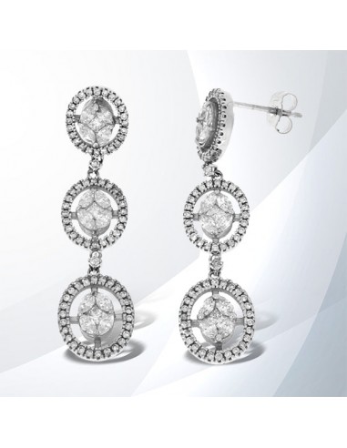 Genuine 1.62ct Diamond Dangle Earrings 14KT White Gold Amélioration de cerveau avec