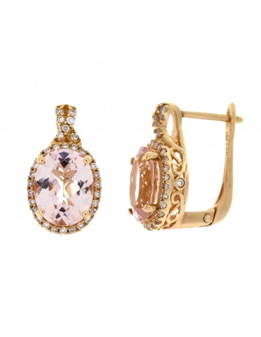 3.75ct Morganite Diamond Earrings 14KT Rose Gold en ligne des produits 