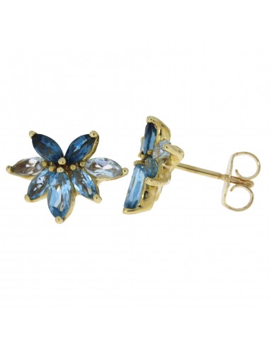 1.40ct Blue Topaz Diamond Earrings 10KT Yellow Gold Les êtres humains sont 