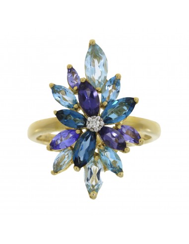 1.63ct Blue Topaz Tanzanite Ring 10KT Yellow Gold Venez découvrir notre 