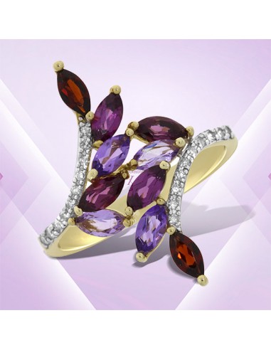 Genuine 1.68ct Garnet Amethyst Ring 10KT Yellow Gold de technologie