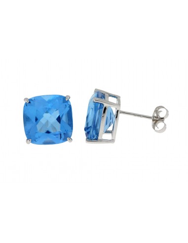 Genuine 9.00ct Blue Topaz Stud Earrings 14KT White Gold l'évolution des habitudes 