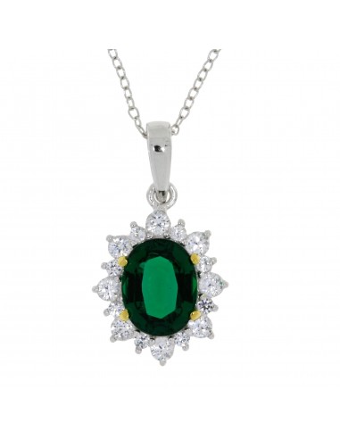 Created Emerald Fashion Pendants Sterling Silver Les magasins à Paris