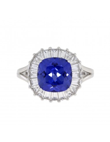 Natural Created Sapphire Ring Sterling Silver brillant des détails fins