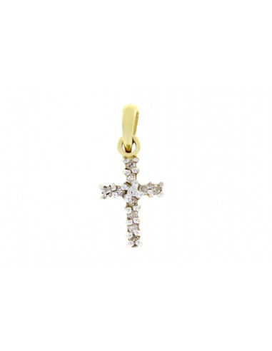 .05ct Diamond Cross Religious Pendant 10KT Yellow Gold une grave pollution 