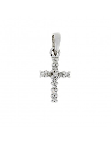 .05ct Diamond Cross Religious Pendant 10KT White Gold paiement sécurisé