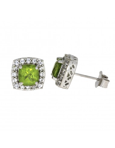 Peridot Created Sapphire Stud Earrings Sterling Silver Découvrez la collection