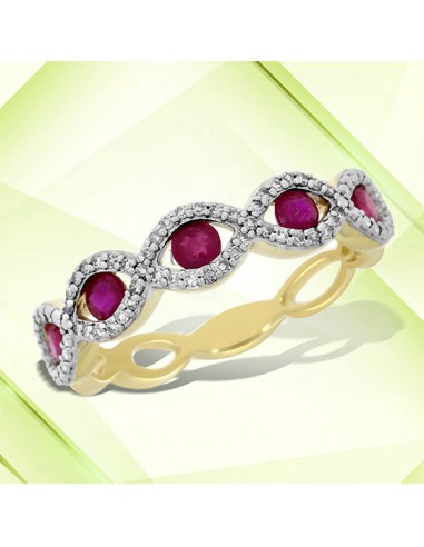 .60ct Ruby Diamond Wedding Band Ring 14KT Yellow Gold commande en ligne