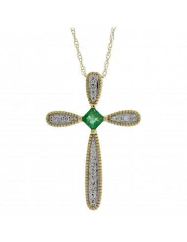 .18ct Emerald Cross Religious Pendant 14KT Yellow Gold prix pour 