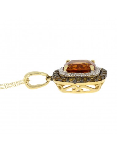 Citrine Diamond Fashion Pendants 14KT Yellow Gold le des métaux précieux