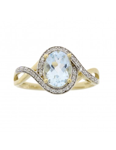 Natural 1.21ct Aquamarine Diamond Ring 14KT Yellow Gold hantent personnes