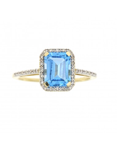 Natural 2.50ct Blue Topaz Diamond Ring 14KT White Gold de la marque