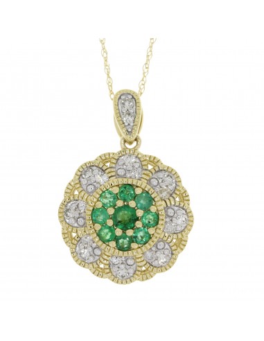 .57ct Emerald Diamond Fashion Pendants 14KT Yellow Gold Toutes les collections ici