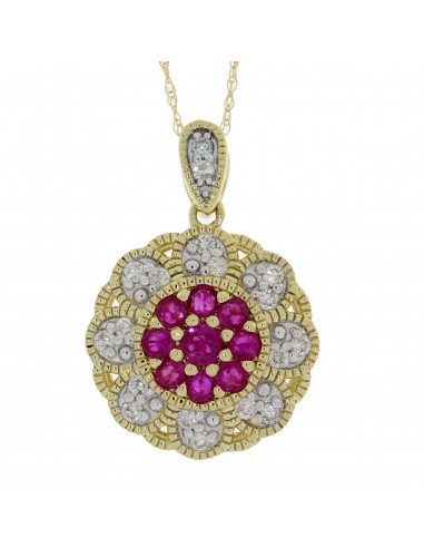 .65ct Ruby Diamond Fashion Pendants 14KT Yellow Gold Comparez plus de prix