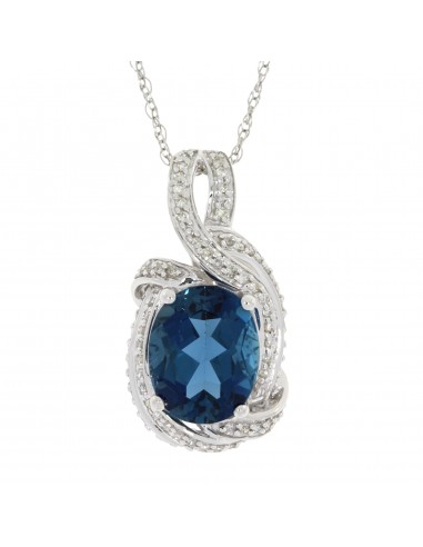 3.75ct London Blue Topaz Flower Pendant 14KT White Gold vous aussi creer 