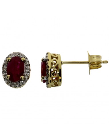 1.31ct Ruby Diamond Stud Earrings 14KT Yellow Gold Venez acheter