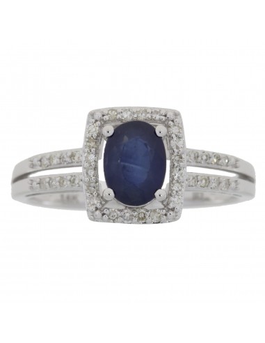 Natural 1.18ct Sapphire Diamond Ring 14KT White Gold prix