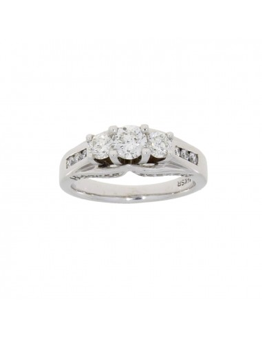 Natural 1.00ct Diamond 3 Stone Ring 14KT White Gold destockage